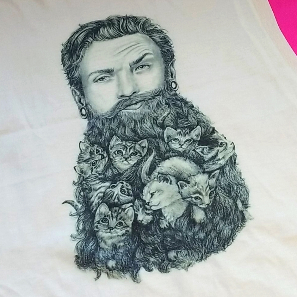 Cat & bearded man tank top
